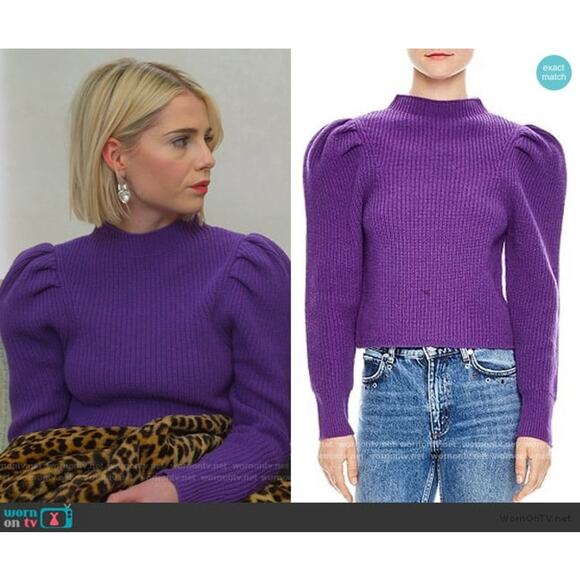 Sandro Hibou Ribbed Oversize-Shoulder Wool Sweater - Picture 1 of 13